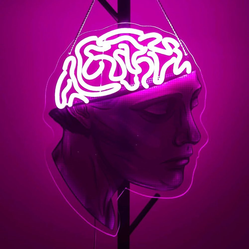 Neon Pink Brain Neuroscience Nerdy Light Room Science Lab Psychology LED Decor - Picture 1 of 5